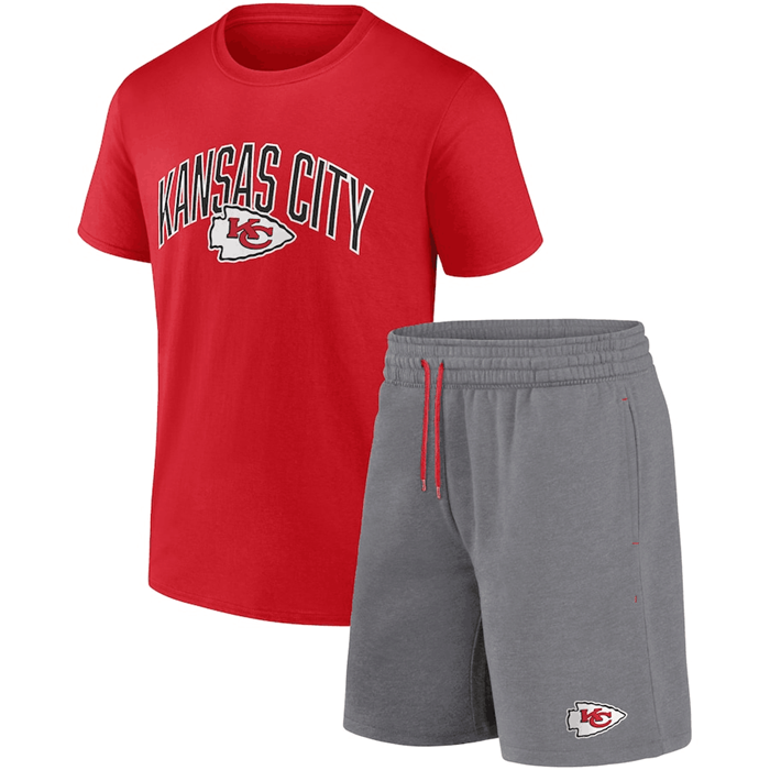 Men's Kansas City Chiefs Red/Heather Gray Arch T-Shirt & Shorts Combo Set Men's Kansas City Chiefs Red/Heather Gray Arch T-Shirt & Shorts Combo Set
